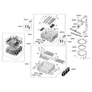 Case Assembly Diagram and Parts List for DMR77LHS XAA-00 Samsung Dishwasher