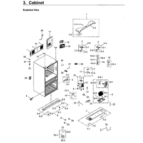 Cabinet Diagram and Parts List for RF30KMEDBSR AA-03 Samsung Refrigerator
