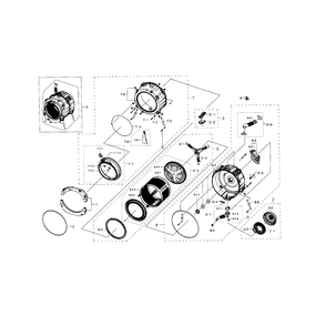 Tub And Drum Diagram and Parts List for WF395BTPASU A1-0000 Samsung Washer