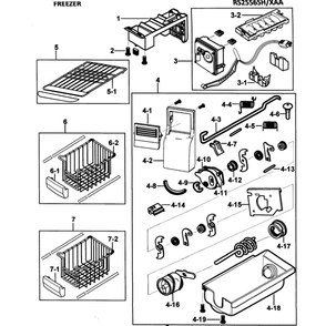 Ice Maker Diagram and Parts List for RS2556SH XAA-0000 Samsung Refrigerator