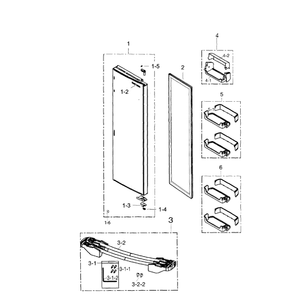 Fridge Door Diagram and Parts List for RS267TDRS XAA-03 Samsung Refrigerator