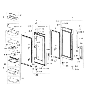 Fridge Door R Diagram and Parts List for RF28K9380SG AA-0001 Samsung Refrigerator