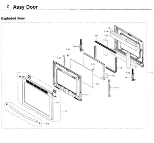 Door Diagram and Parts List for NX58K9500WG AA-0000 Samsung Range