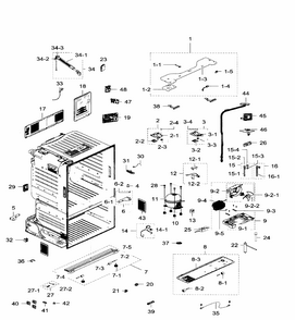Cabinet Diagram and Parts List for RF28HFEDTBC AA-0007 Samsung Refrigerator