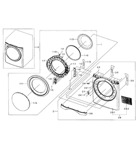 Front/door Assy Diagram and Parts List for DV455EVGSGR AA-0002 Samsung Dryer