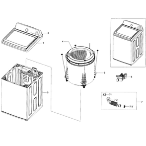 Main Assembly Diagram and Parts List for WA45H7000AP A2-0000 Samsung Washer