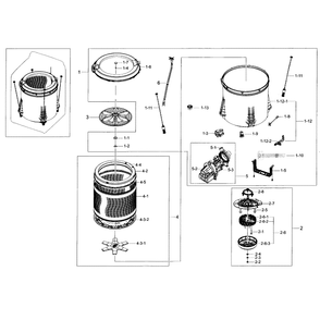 Tub Diagram and Parts List for WA48J7700AW A2-0002 Samsung Washer