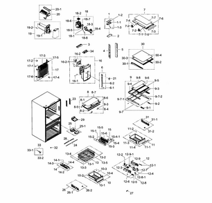 Refrigerator Diagram and Parts List for RF24FSEDBSR AA-0002 Samsung Refrigerator