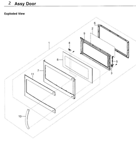 Door Diagram and Parts List for SMH1611S XAA-0000 Samsung Microwave