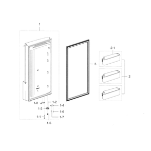 Freezer Door L Diagram and Parts List for RF28K9070SG AA-0001 Samsung Refrigerator