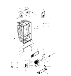 Cabinet Diagram and Parts List for RFG296HDPN XAA-0001 Samsung Refrigerator