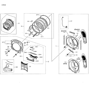 Drum Diagram and Parts List for DV42H5000GW A3-02 Samsung Dryer