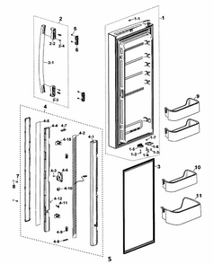 Left Door Diagram and Parts List for RF197ABBP XAA-0000 Samsung Refrigerator