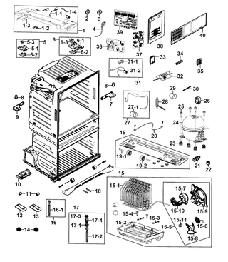 Cabinet Diagram and Parts List for RF28HMEDBWW AA-0000 Samsung Refrigerator