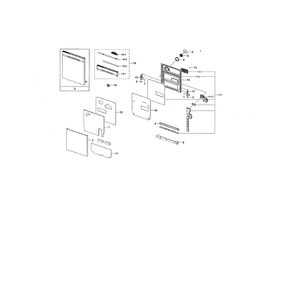 Door Diagram and Parts List for DW80K5050UG AA-00 Samsung Dishwasher
