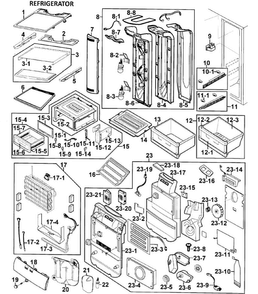 Refrigerator Diagram and Parts List for RS277ACBP XAA-0000 Samsung Refrigerator