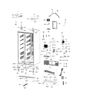 Cabinet Diagram and Parts List for RSG307AARS XAA-0001 Samsung Refrigerator