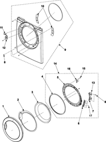 Door Diagram and Parts List for DV316BGW XAA Samsung Dryer