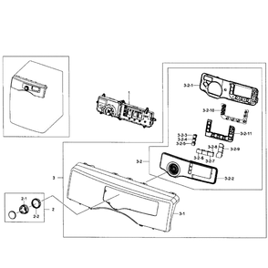 Control Panel Diagram and Parts List for DV361EWBEWR A3-0001 Samsung Dryer
