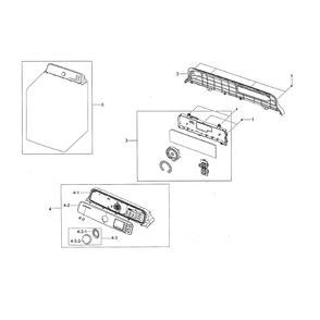 Control Panel Diagram and Parts List for DV45H7000GP A3-0000 Samsung Dryer