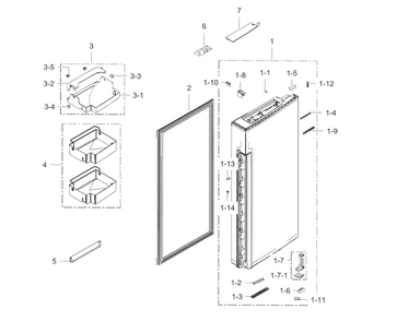 Fridge Door R Diagram and Parts List for RF34H9960S4 AA-0005 Samsung Refrigerator