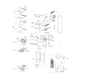 Freezer Diagram and Parts List for RH29H9000SR AA-0001 Samsung Refrigerator