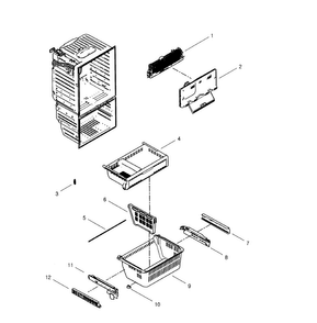 Freezer Diagram and Parts List for RFG296HDWP XAA-0001 Samsung Refrigerator