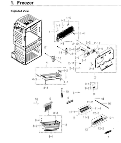 Freezer Diagram and Parts List for RF4267HARS XAA-0005 Samsung Refrigerator