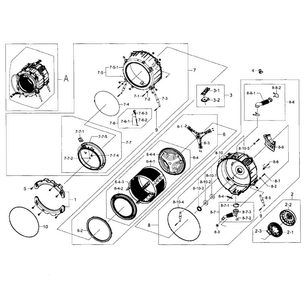 Tub & Drum Diagram and Parts List for WF393BTPAWR A1-0000 Samsung Washer