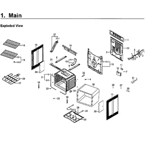 Main Assembly Diagram and Parts List for NE59M4310SS AA-0000 Samsung Microwave Oven Combo