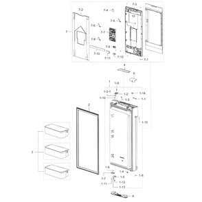 Fridge Door R Diagram and Parts List for RF22K9581SG AA-0001 Samsung Refrigerator