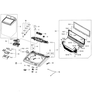 Cover-Top Diagram and Parts List for WA48J7700AW A2-01 Samsung Washer