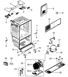 Cabinet Parts Diagram and Parts List for RFG298HDWP XAA-00 Samsung Refrigerator