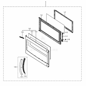 Assembly Door Diagram and Parts List for ME16K3000AS (AA)(0002) Samsung Microwave
