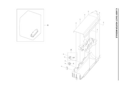 Heater Duct Module Assembly Diagram and Parts List for DVE45A6400V A3-00 Samsung Dryer