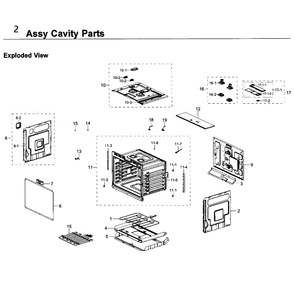 Cavity Diagram and Parts List for NV51K7770SG AA-0000 Samsung Wall Oven