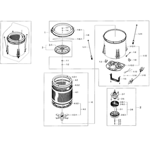 Tub Parts Diagram and Parts List for WA45H7200AP A2-0001 Samsung Washer