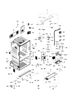 Cabinet Diagram and Parts List for RF28HFEDBSR AA-0007 Samsung Refrigerator