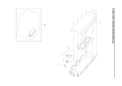 Heater Duct Assembly Diagram and Parts List for DVE50T5300C A3-00 Samsung Dryer