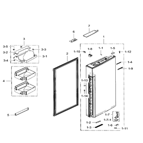 Fridge Door Right Diagram and Parts List for RF34H9960S4 AA-02 Samsung Refrigerator