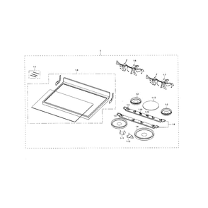 Cooktop Diagram and Parts List for NE59J3420SW AA-0002 Samsung Range