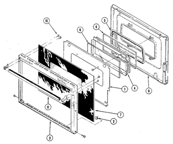 Door Diagram and Parts List for 11111  Kenmore Wall Oven