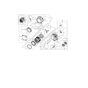 Tub And Drum Diagram and Parts List for WF45N5300AV US-00 Samsung Washer