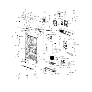 Cabinet Diagram and Parts List for RFG237AARS XAA-04 Samsung Refrigerator