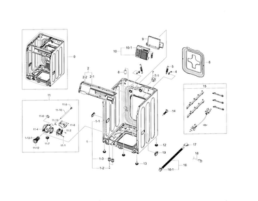 Frame & Cover Parts Diagram and Parts List for WF395BTPAWR A2-0000 Samsung Washer