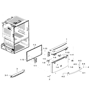 Freezer Door Diagram and Parts List for RF28HFEDBWW AA-06 Samsung Refrigerator