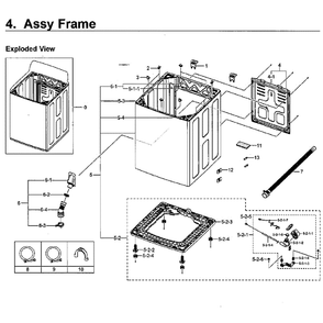 Frame Assembly Diagram and Parts List for WA5471ABP XAA-02 Samsung Washer