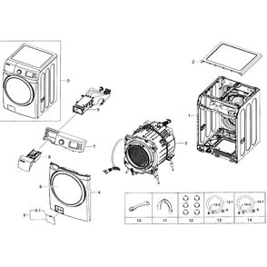 Main Assembly Diagram and Parts List for WF455ARGSWR A2-0000 Samsung Washer