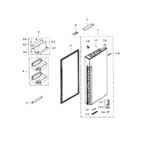 Fridge Door Right Diagram and Parts List for RF34H9950S4 (AA)(0000) Samsung Refrigerator