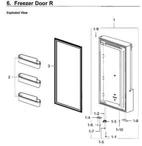 Freezer Door L Diagram and Parts List for RF28K9580SR AA-0001 Samsung Refrigerator